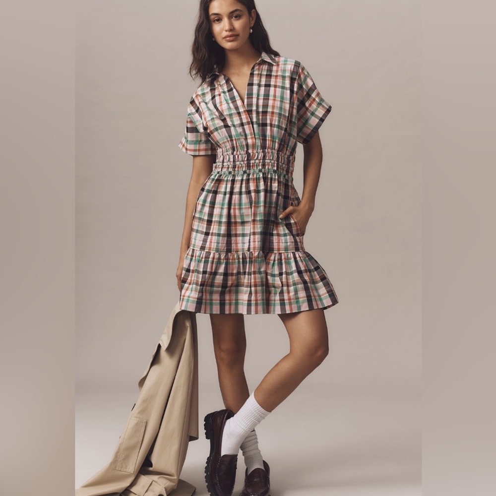 Anthropologie Somerset Plaid Mini Dress XL NWT